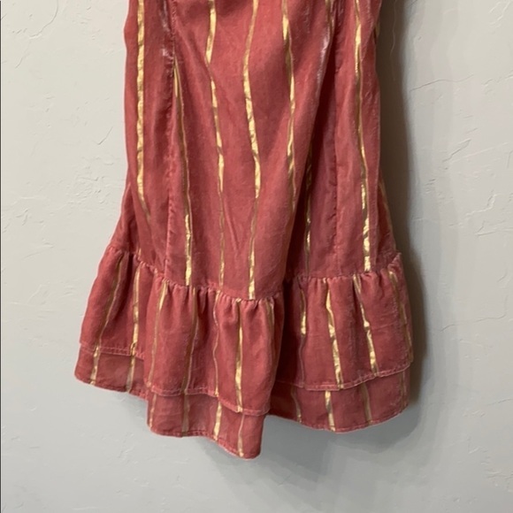 Lost+Wander pink and gold striped velvet dress M. - Picture 5 of 12